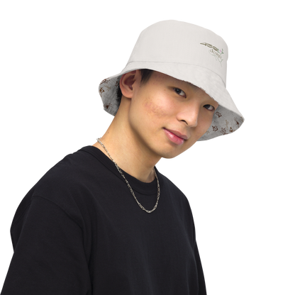Reversible bucket hat Lady in Script Stone