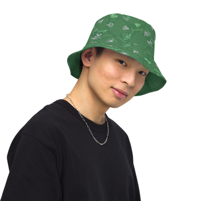 Reversible bucket hat Lady in Script Green