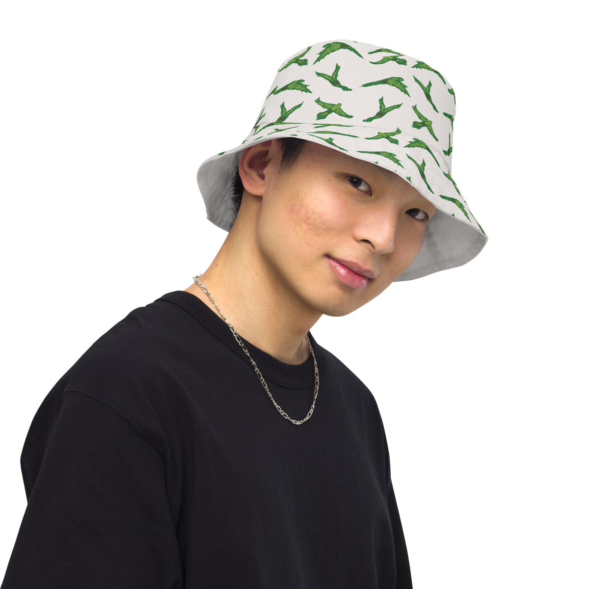 Reversible bucket hat Birds in Flight Stone