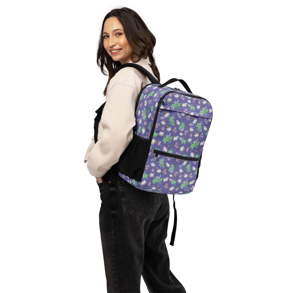 Laptop Backpack Bees in the Blossoms Purple