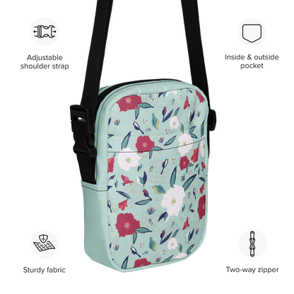 Utility crossbody bag Oleander Red on Aqua