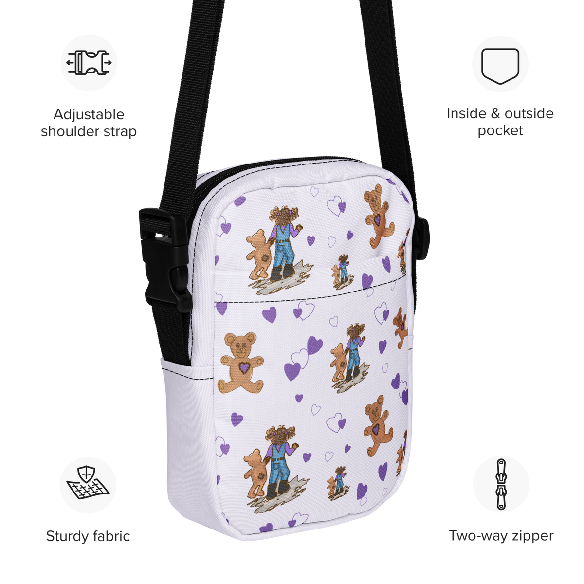 Utility crossbody bag Teddybear Tales Purple