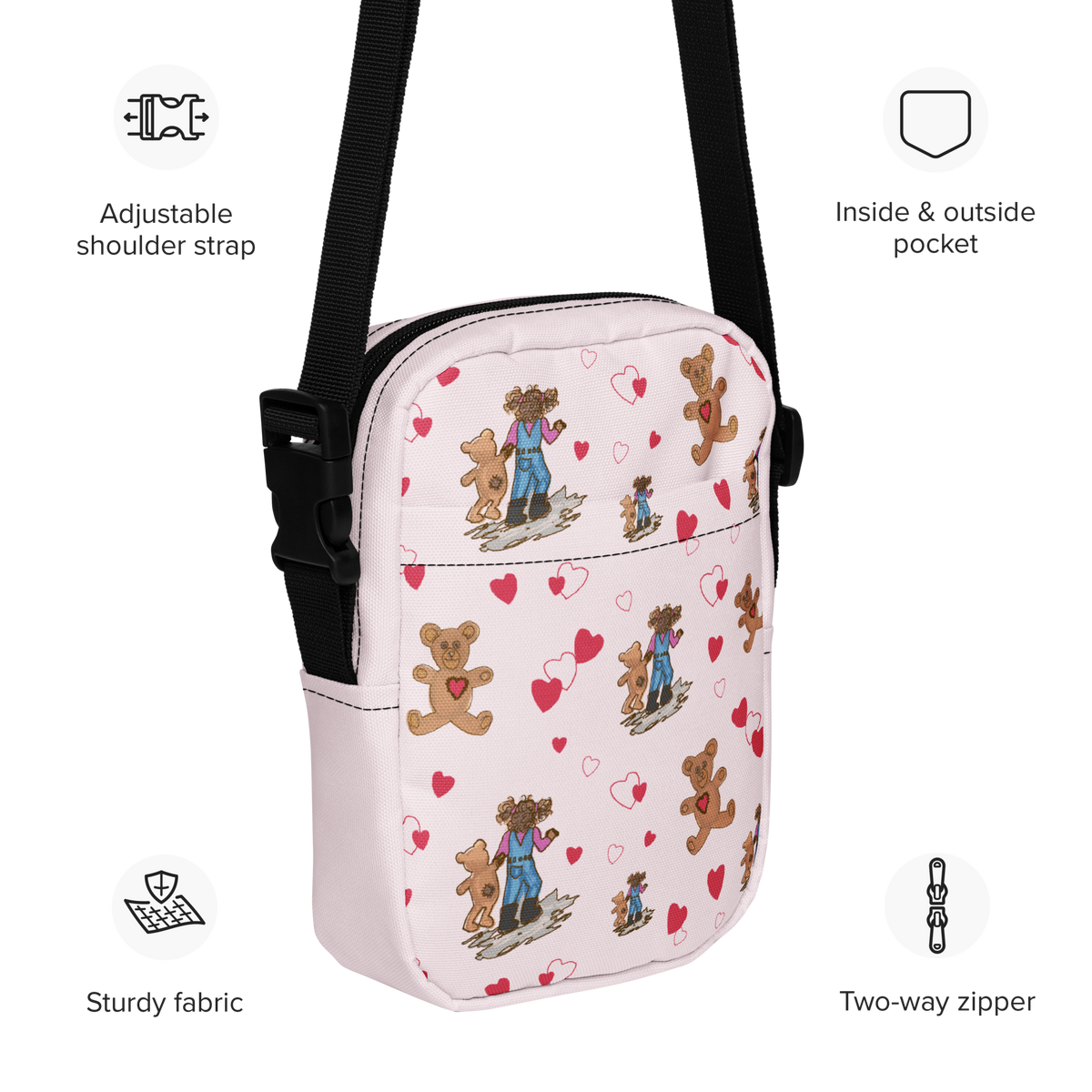 Utility crossbody bag Teddybear Tales Red