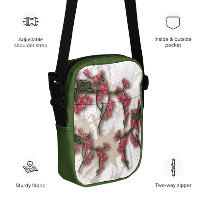 Utility crossbody bag Pink Flowering Vine