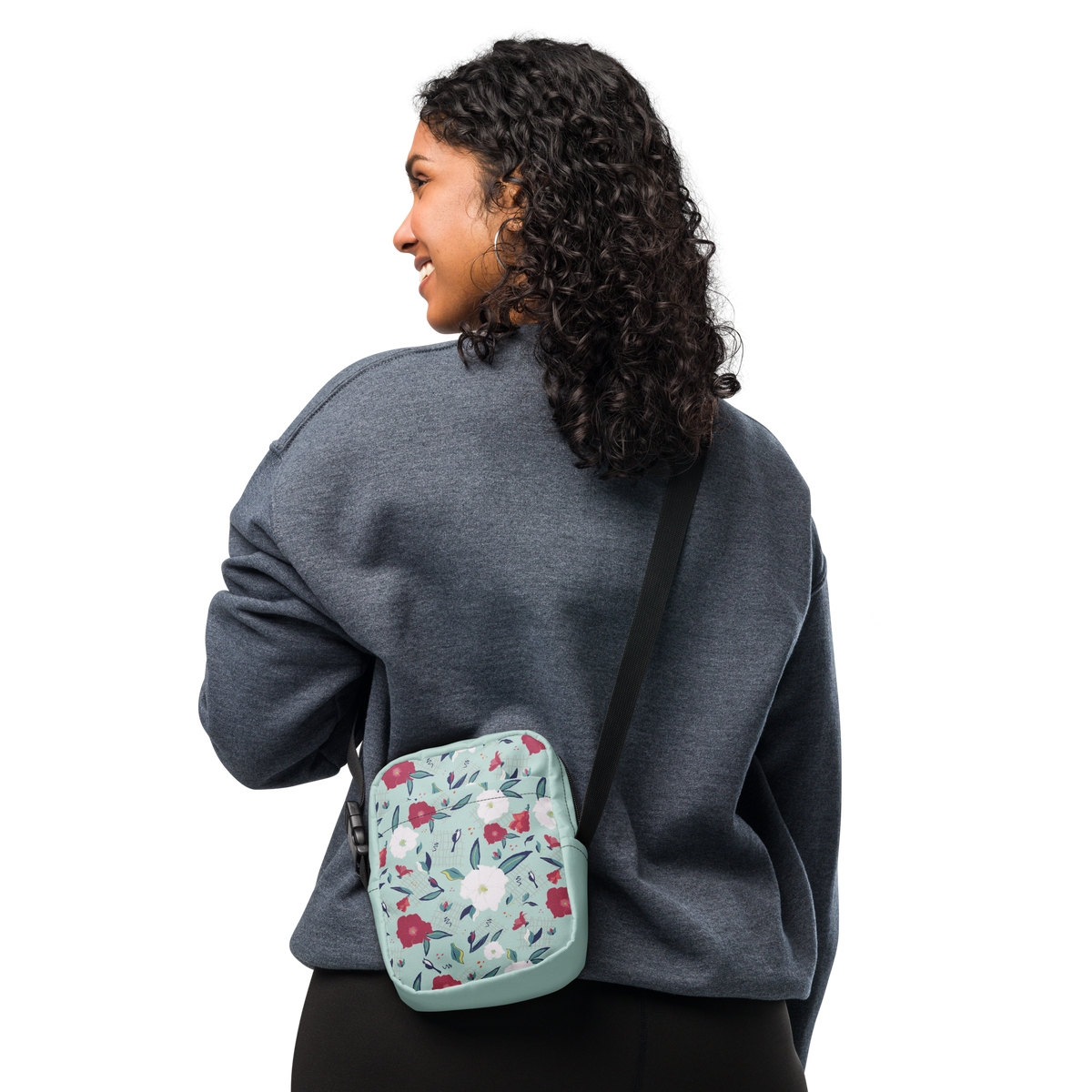 Utility crossbody bag Oleander Red on Aqua