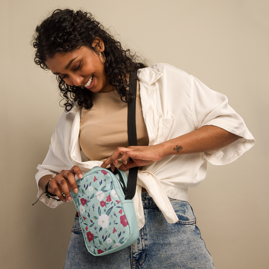 Utility crossbody bag Oleander Red on Aqua