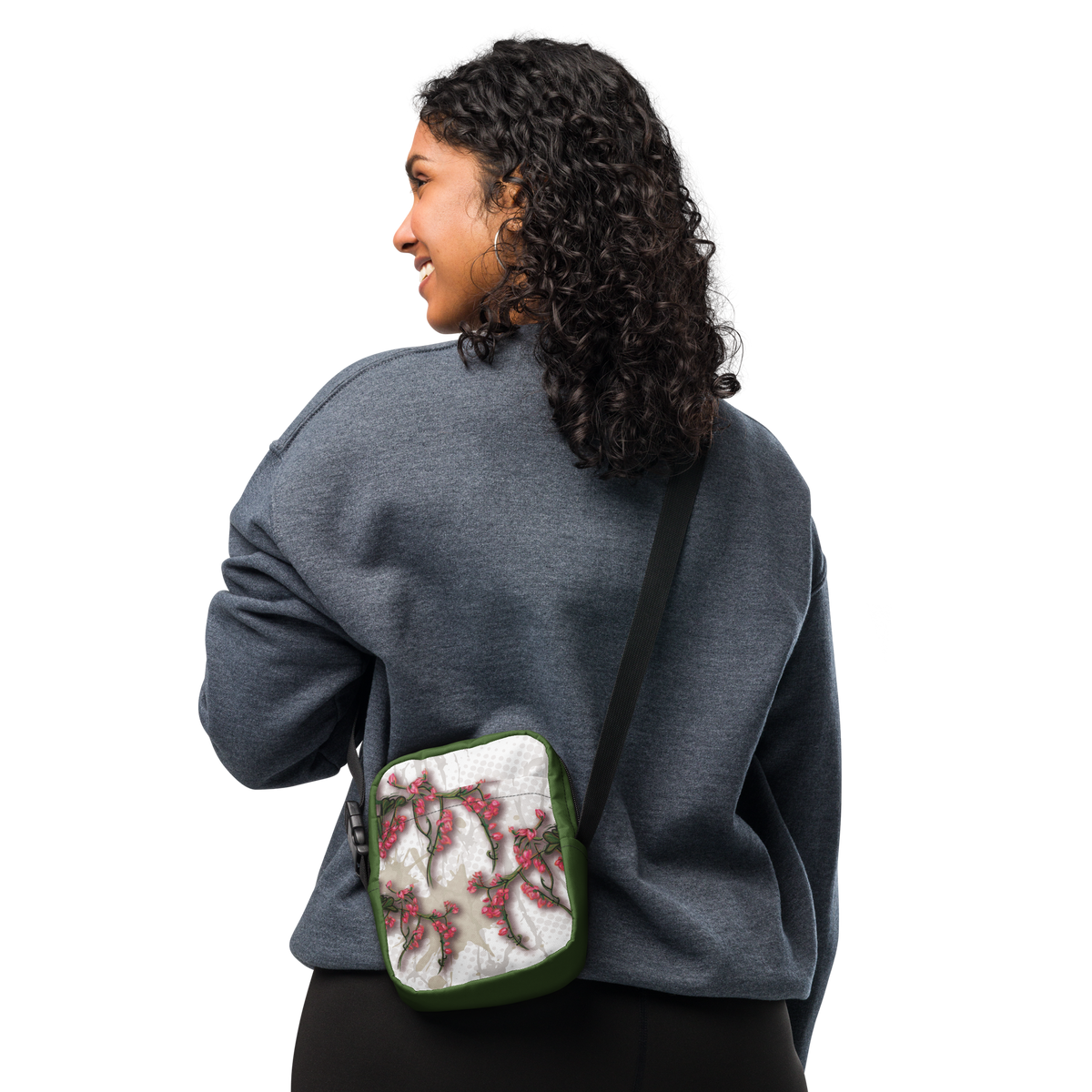 Utility crossbody bag Pink Flowering Vine
