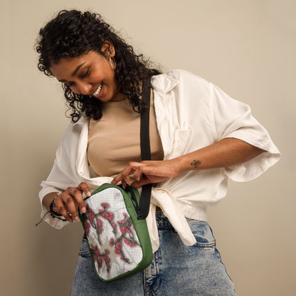 Utility crossbody bag Pink Flowering Vine