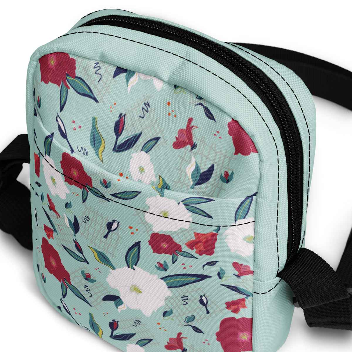 Utility crossbody bag Oleander Red on Aqua