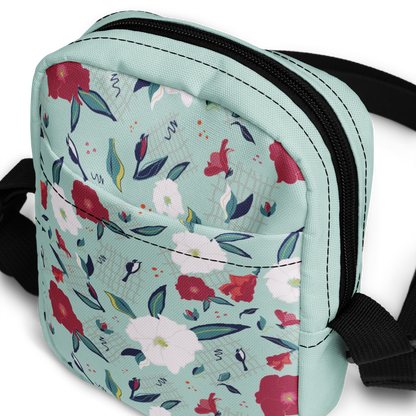 Utility crossbody bag Oleander Red on Aqua