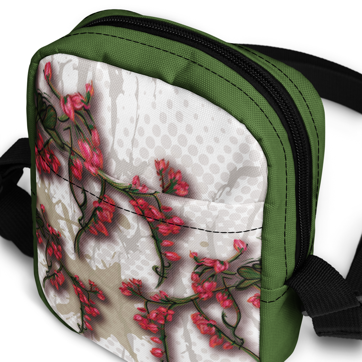 Utility crossbody bag Pink Flowering Vine
