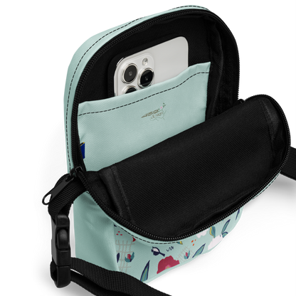 Utility crossbody bag Oleander Red on Aqua