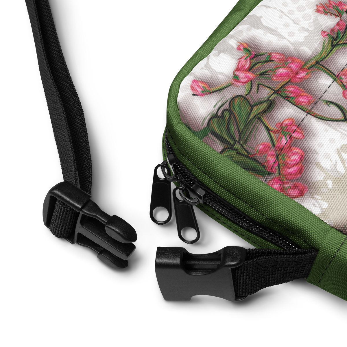Utility crossbody bag Pink Flowering Vine