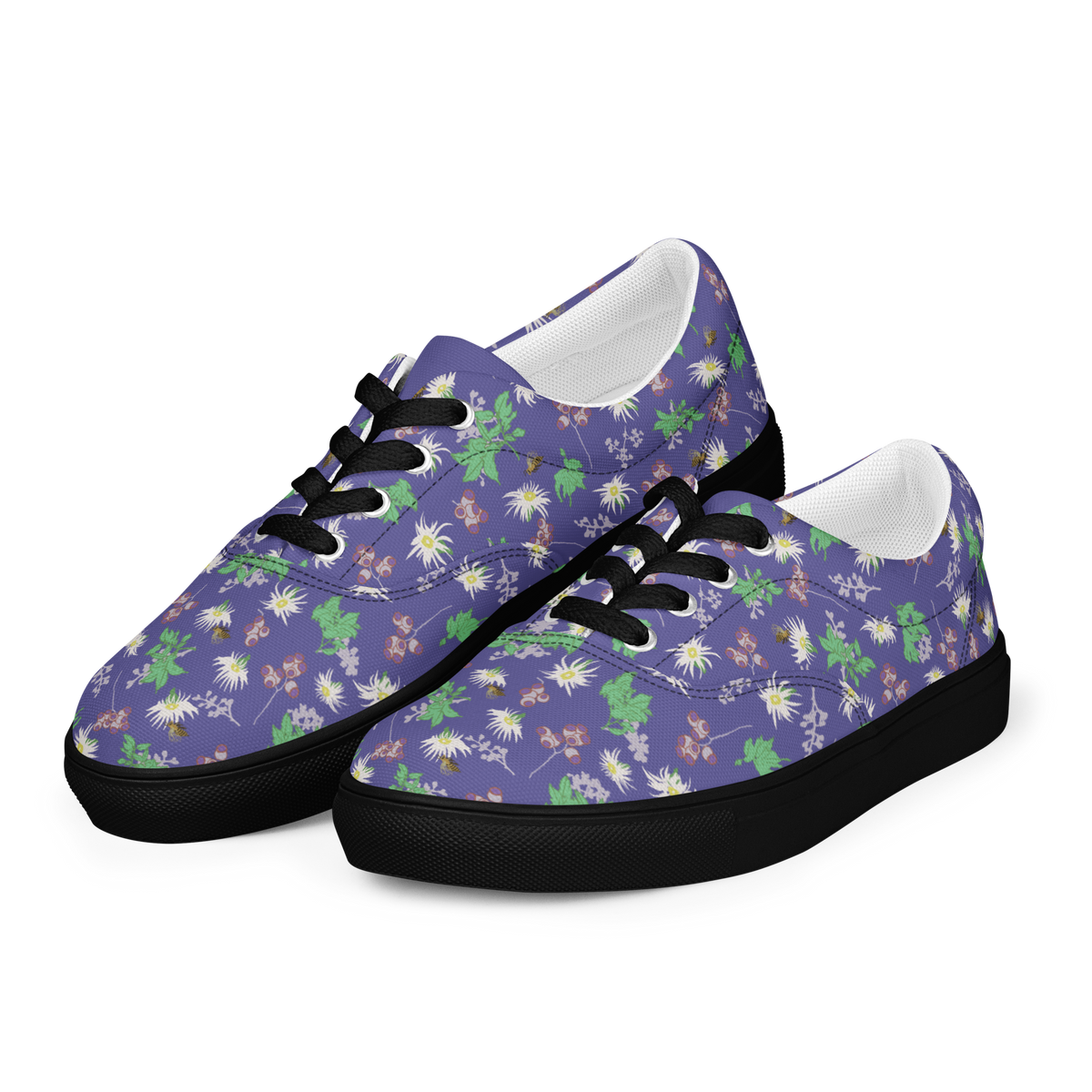 Women’s lace-up canvas shoes Bees in the Blossoms Purple