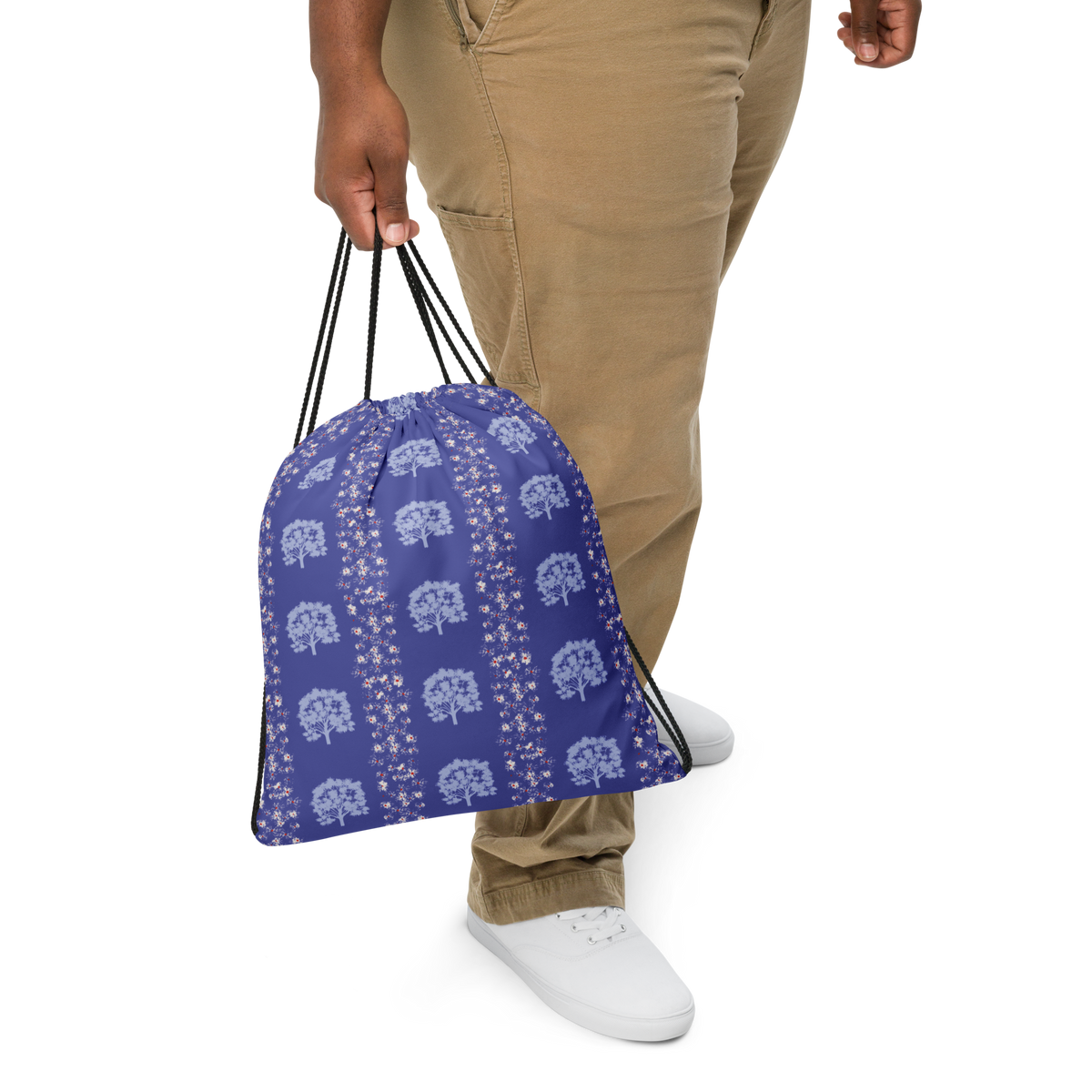 Drawstring Bag Tree Grove Design Blue