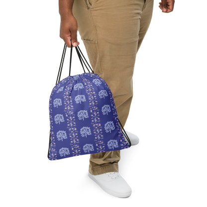 Drawstring Bag Tree Grove Design Blue