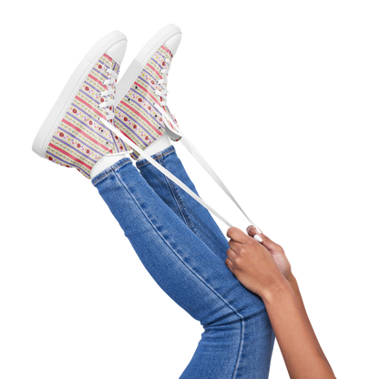 Women’s high top canvas shoes Satin Ribbons Red