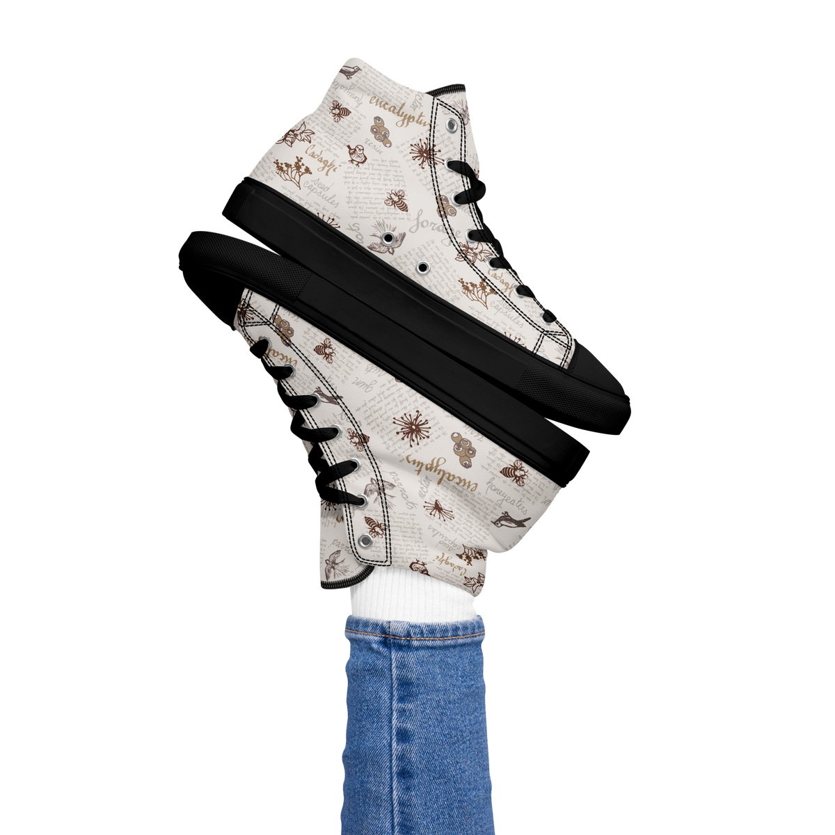 Women’s high top canvas shoes Lady in Script Stone