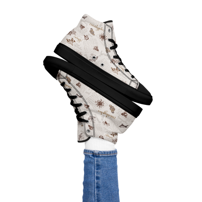 Women’s high top canvas shoes Lady in Script Stone