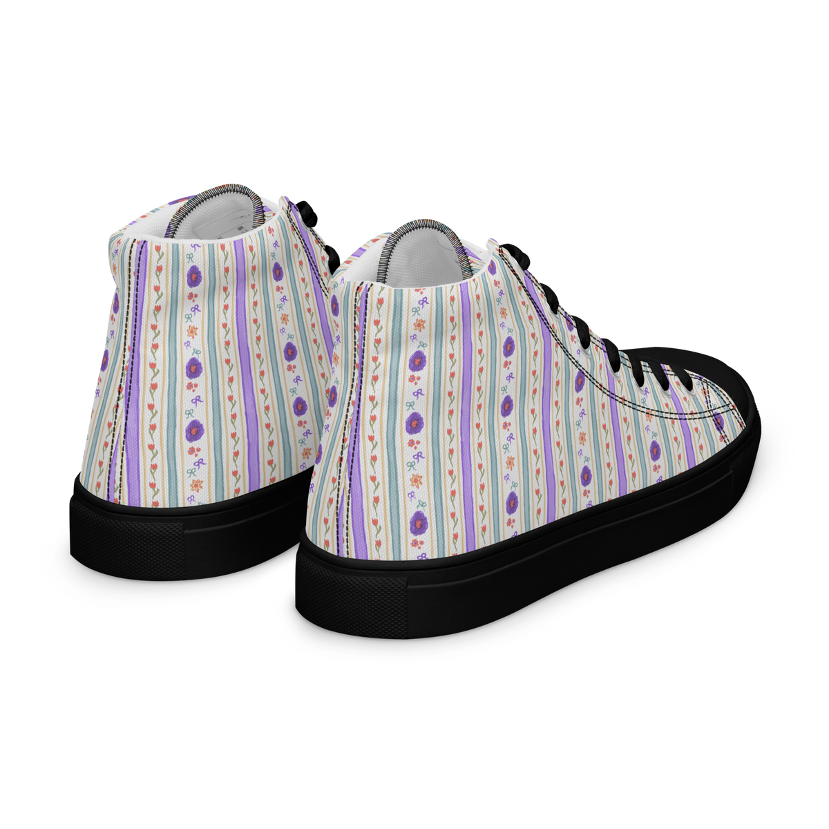 Women’s high top canvas shoes Satin Ribbons Purple