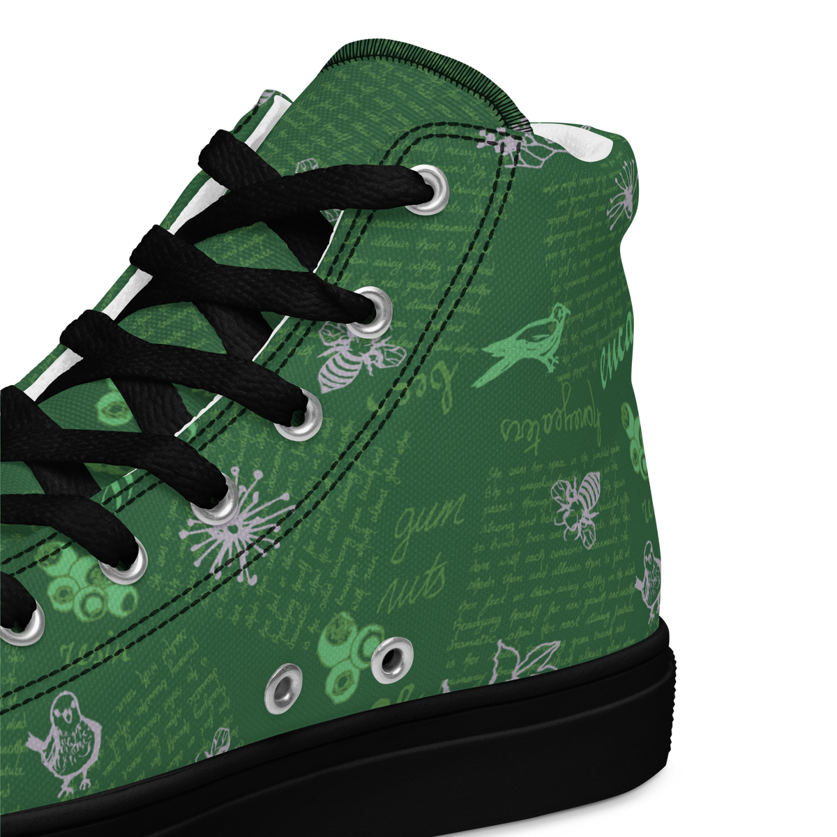 Women’s high top canvas shoes Lady in Script Green