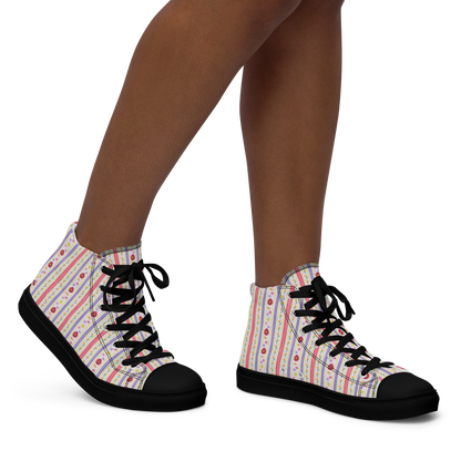 Women’s high top canvas shoes Satin Ribbons Red