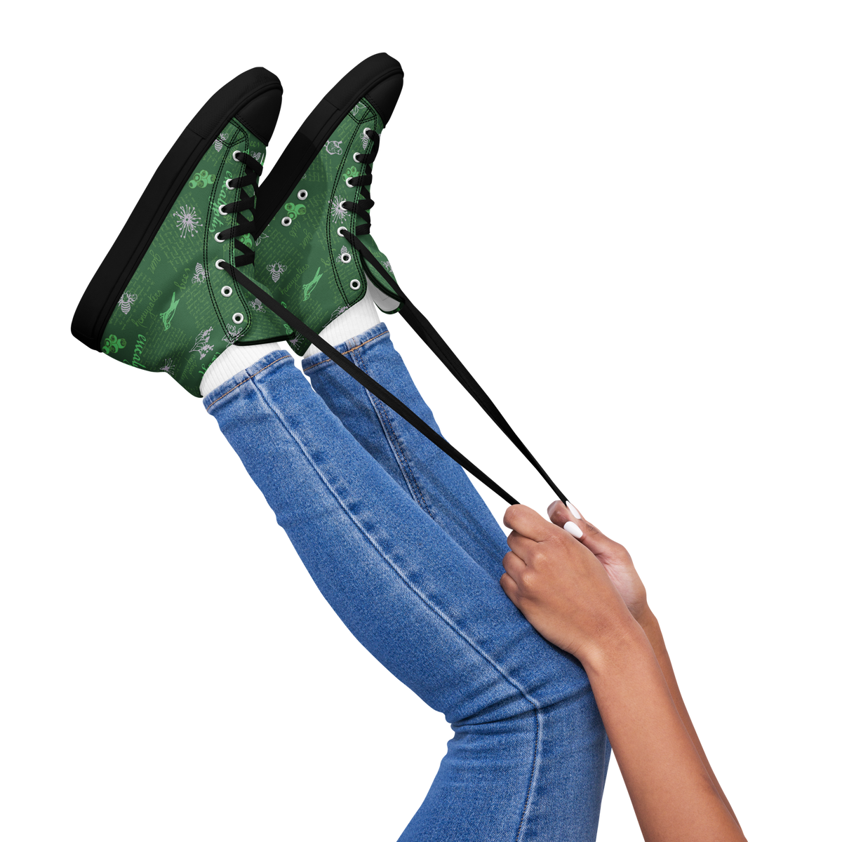 Women’s high top canvas shoes Lady in Script Green