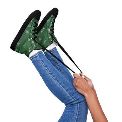 Women’s high top canvas shoes Lady in Script Green