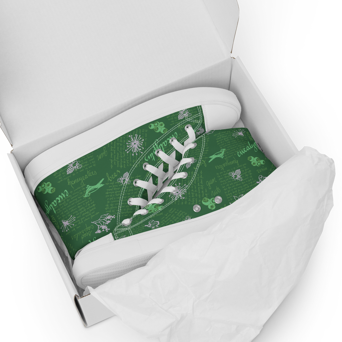 Women’s high top canvas shoes Lady in Script Green