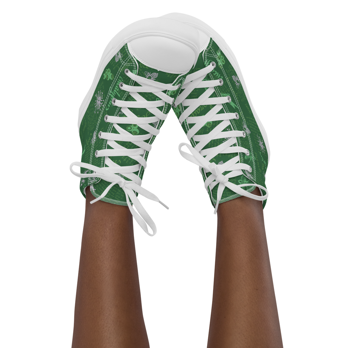 Women’s high top canvas shoes Lady in Script Green