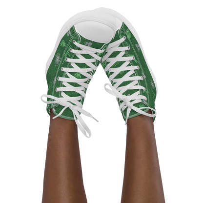 Women’s high top canvas shoes Lady in Script Green