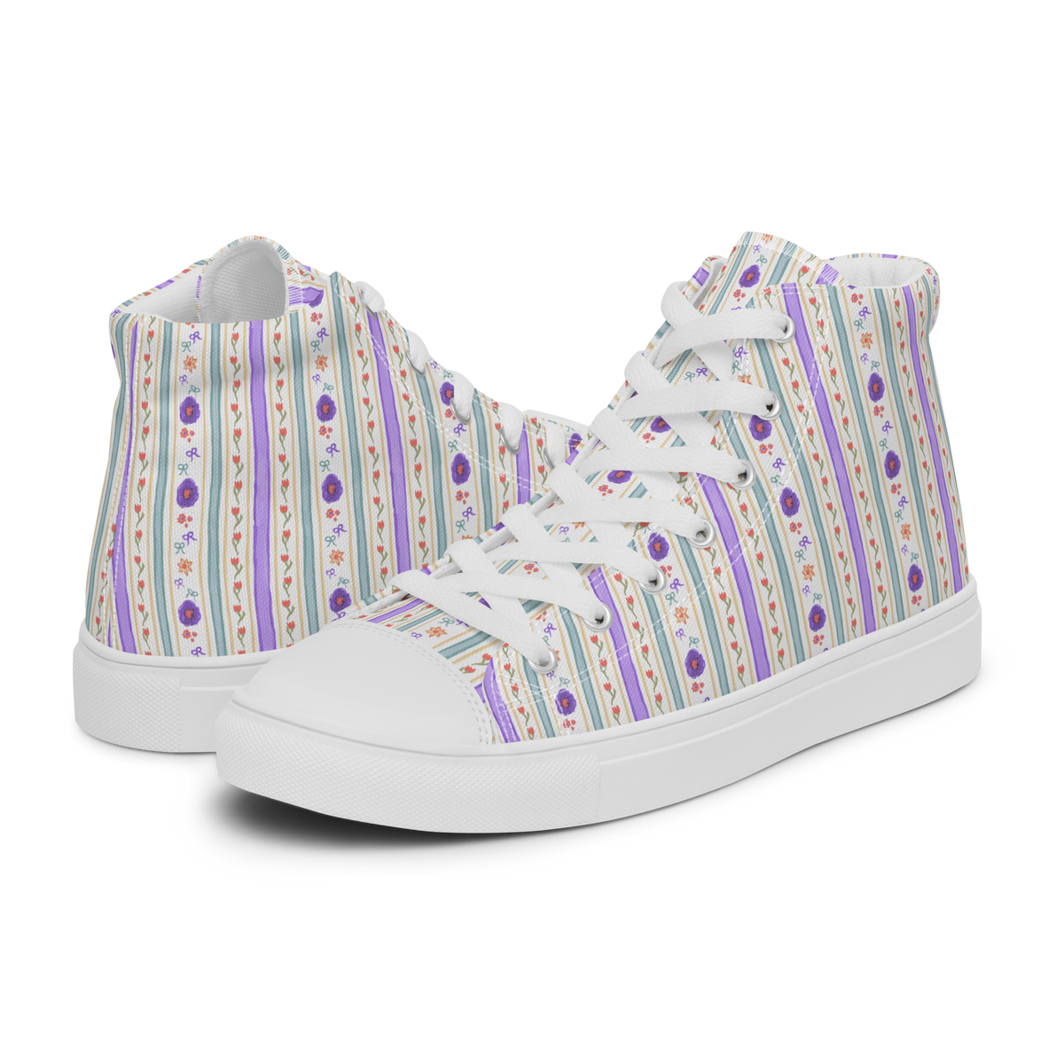 Women’s high top canvas shoes Satin Ribbons Purple