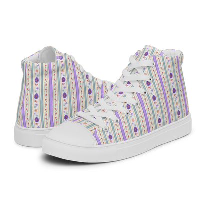 Women’s high top canvas shoes Satin Ribbons Purple