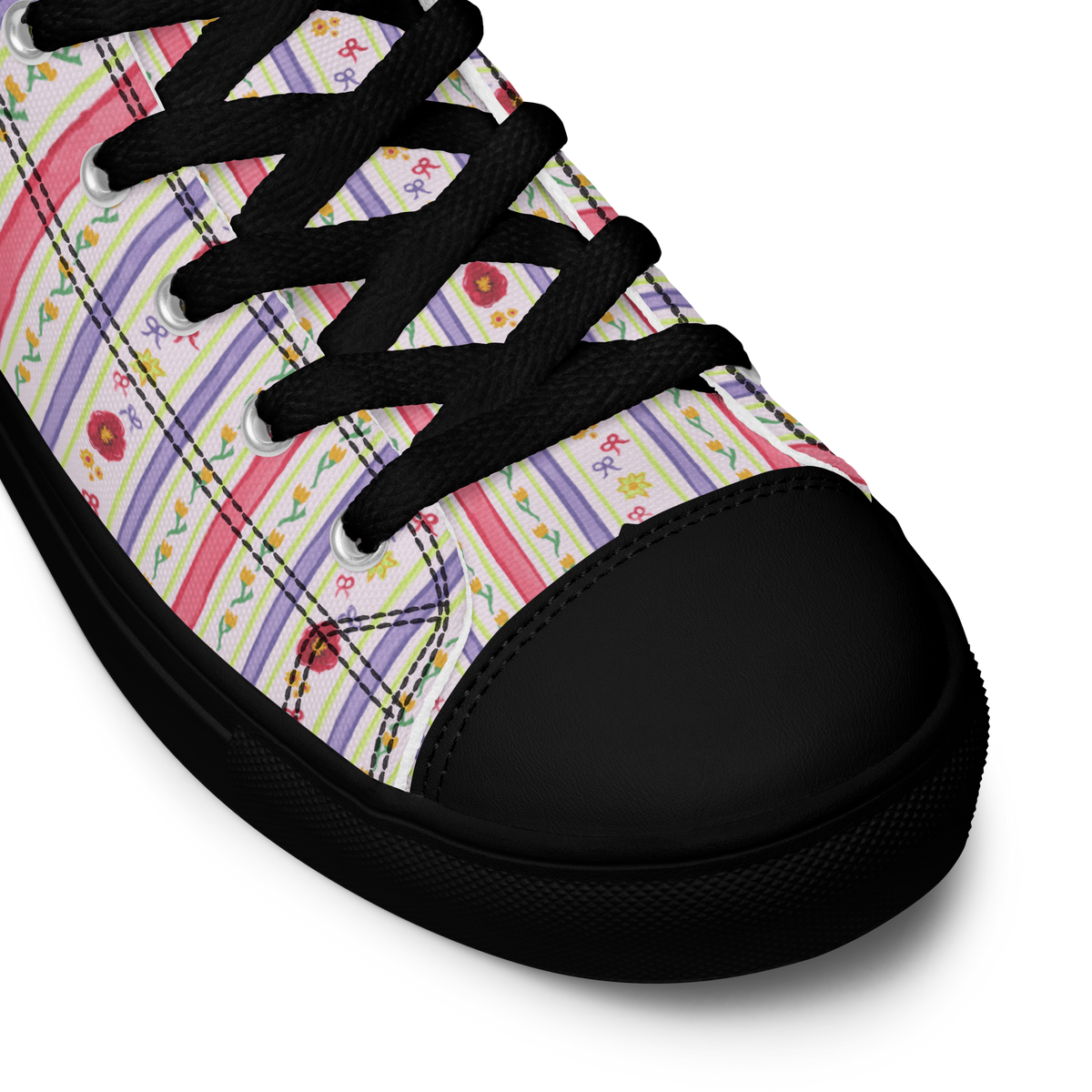 Women’s high top canvas shoes Satin Ribbons Red