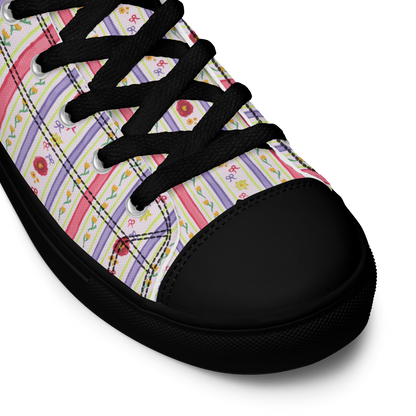 Women’s high top canvas shoes Satin Ribbons Red