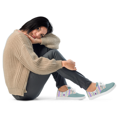 Women’s lace-up canvas shoes Satin Ribbons Sage