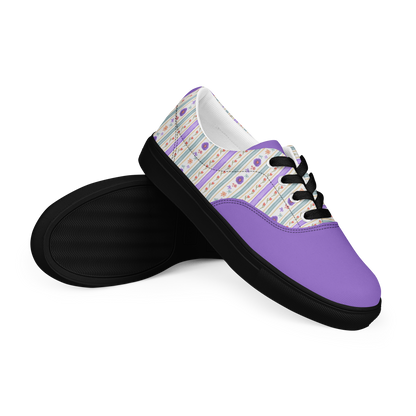 Women’s lace-up canvas shoes Satin Ribbons Purple