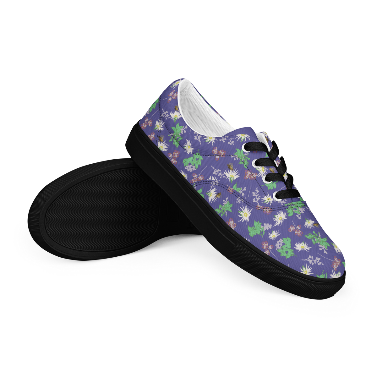 Women’s lace-up canvas shoes Bees in the Blossoms Purple