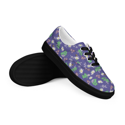 Women’s lace-up canvas shoes Bees in the Blossoms Purple