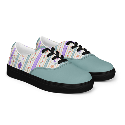 Women’s lace-up canvas shoes Satin Ribbons Sage