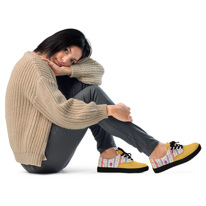 Women’s lace-up canvas shoes Satin Ribbons Yellow
