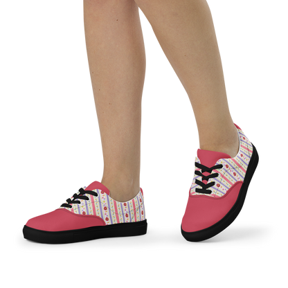 Women’s lace-up canvas shoes Satin Ribbons Red