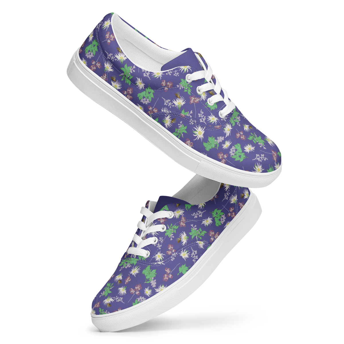 Women’s lace-up canvas shoes Bees in the Blossoms Purple