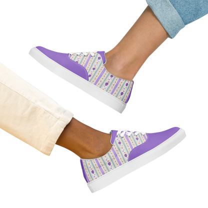 Women’s lace-up canvas shoes Satin Ribbons Purple