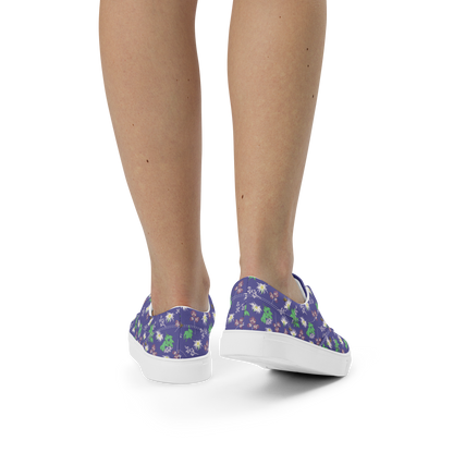 Women’s lace-up canvas shoes Bees in the Blossoms Purple