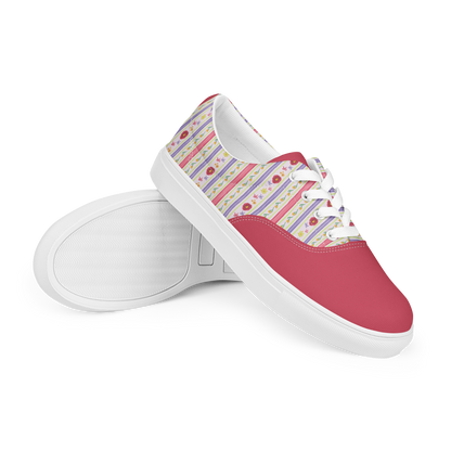 Women’s lace-up canvas shoes Satin Ribbons Red