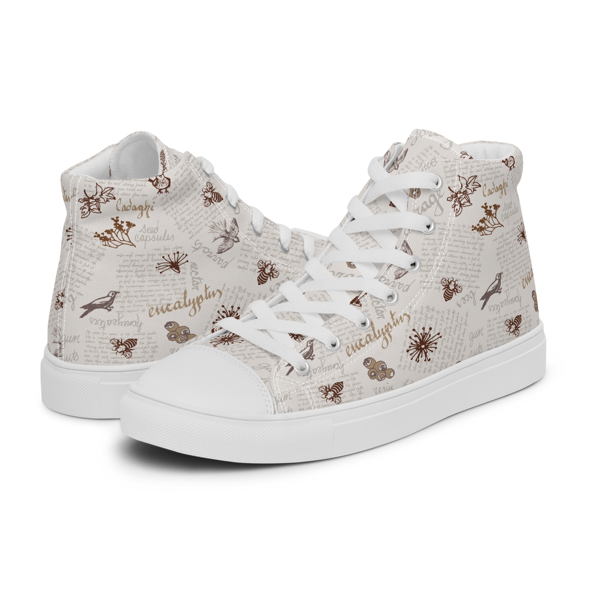 Women’s high top canvas shoes Lady in Script Stone