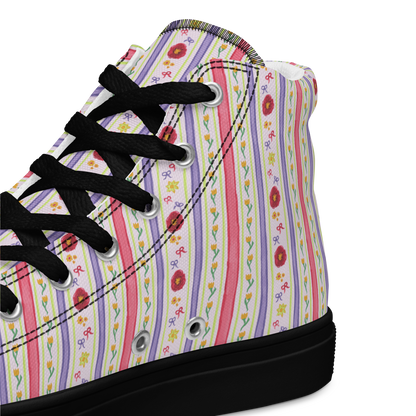 Women’s high top canvas shoes Satin Ribbons Red