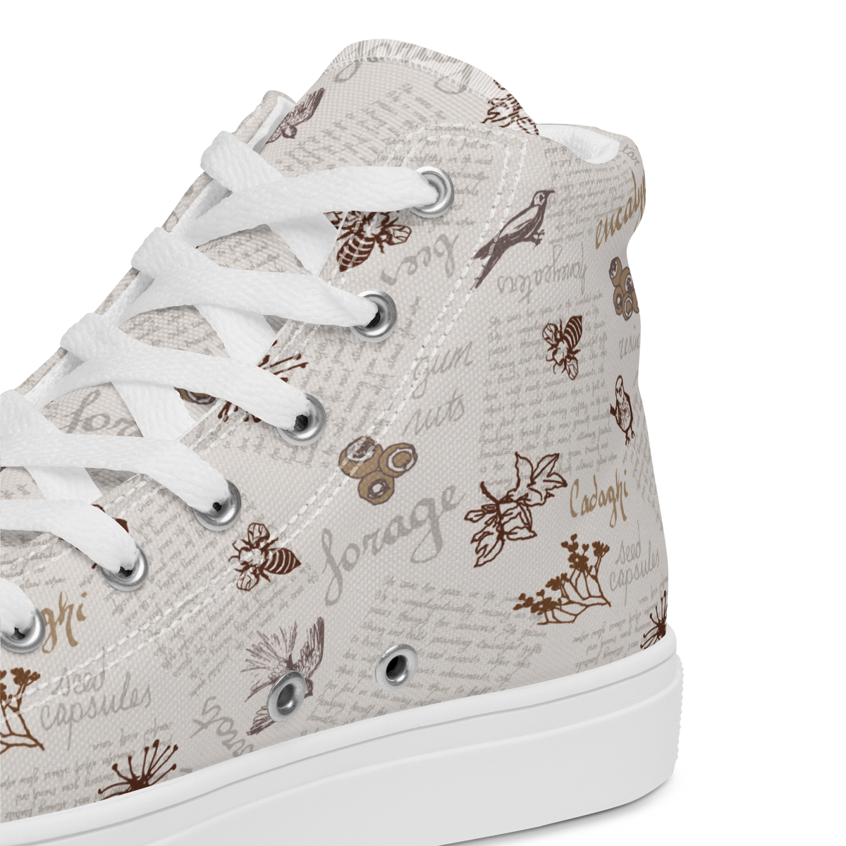 Women’s high top canvas shoes Lady in Script Stone
