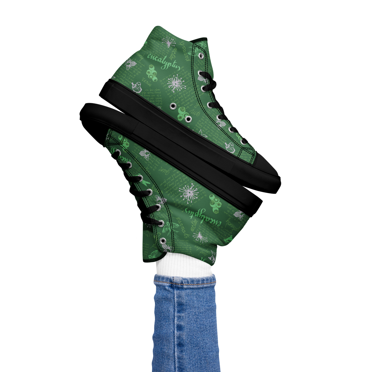 Women’s high top canvas shoes Lady in Script Green